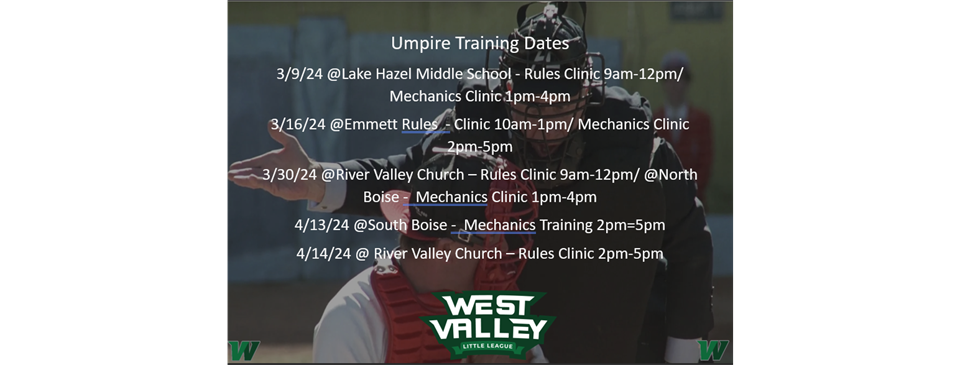Umpire Training Dates 