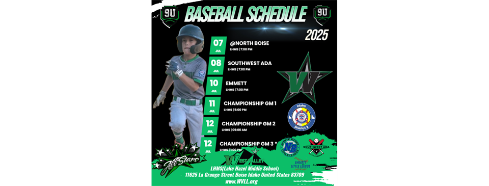 WVLL 9U All Stars ready for Districts vs NB, SWA, Emmett