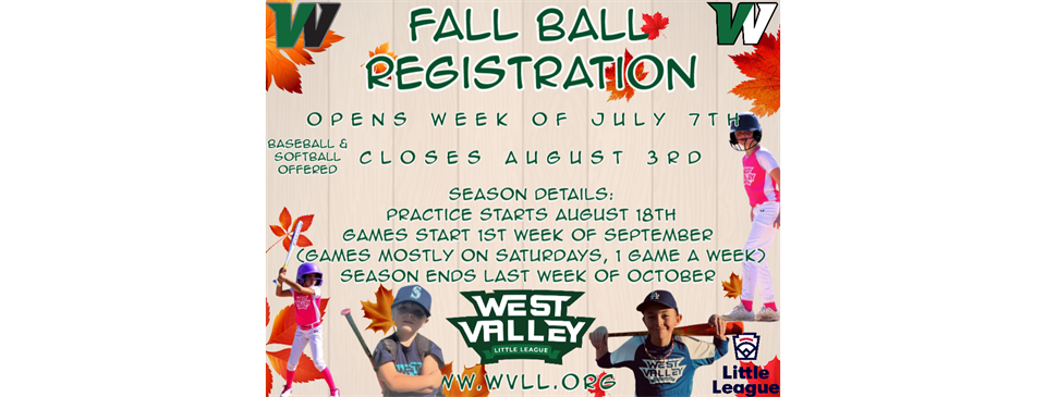 Fall Registration Opening Week of July 7th