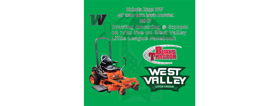 Lawnmower Raffle 7/15 6:30pm on Facebook live: https://www.facebook.com/wvll.org/