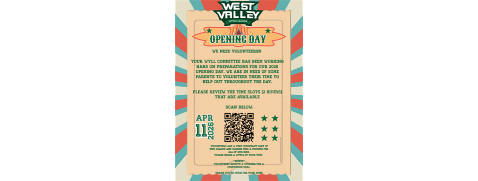 Volunteers needed still on Opening Day 